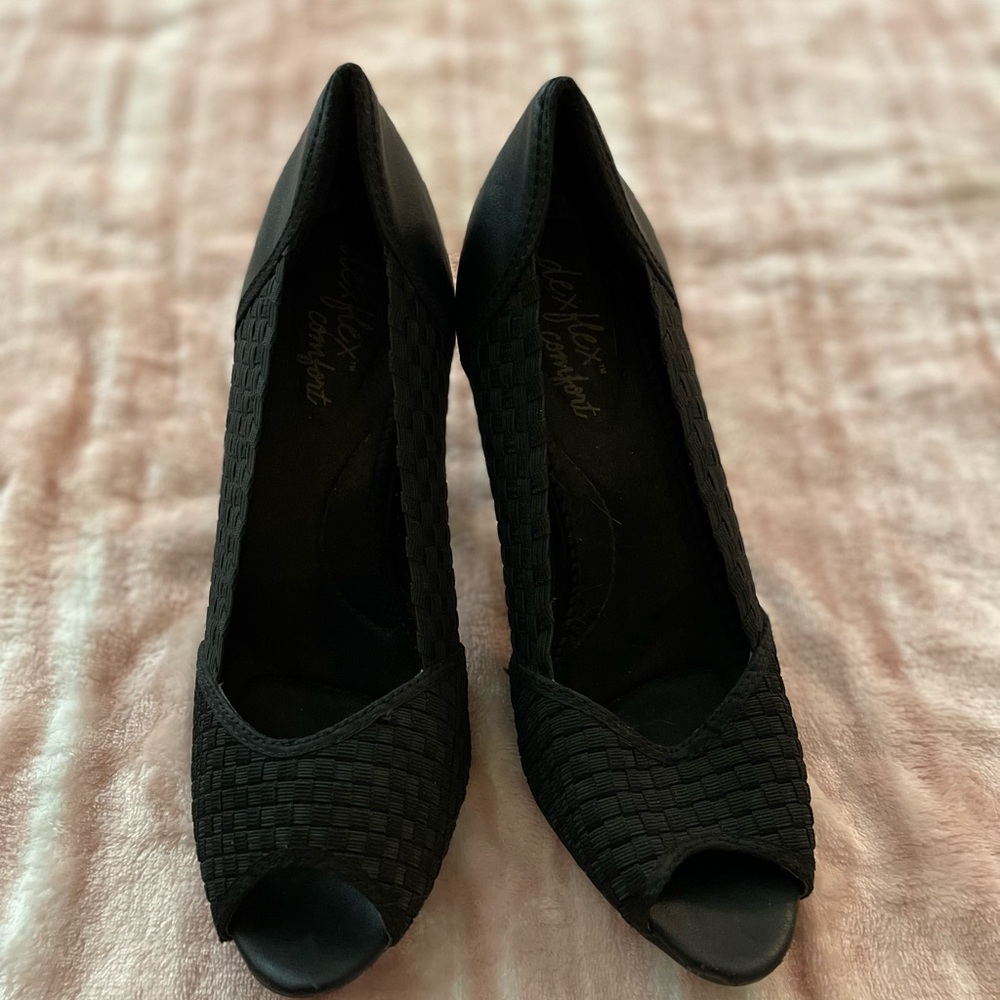 black open toe heels, used but good shape